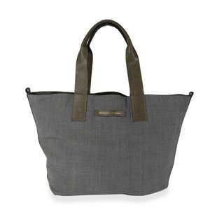 Brunello Cucinelli Olive Suede & Gray Wool Reversible Tote